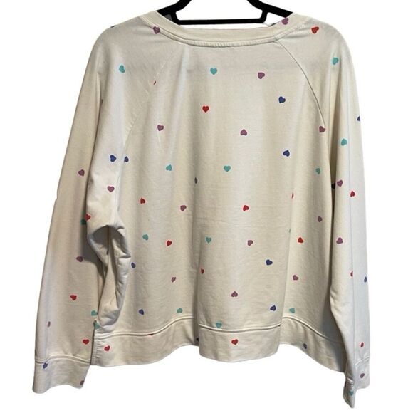 WILDFOX- Womens Cream Pastel Heart Print Pullover Cozy Sweatshirt, Plus Size XXL - Picture 4 of 10